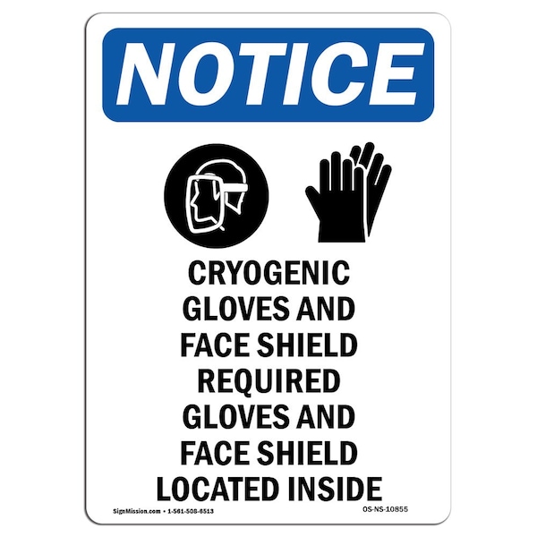 OSHA, Cryogenic Gloves And, 18in X 12in Rigid Plastic, 12" W, 18" H, Portrait, OS-NS-P-1218-V-10855